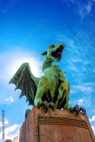statue of the dragon in Ljubljana city
