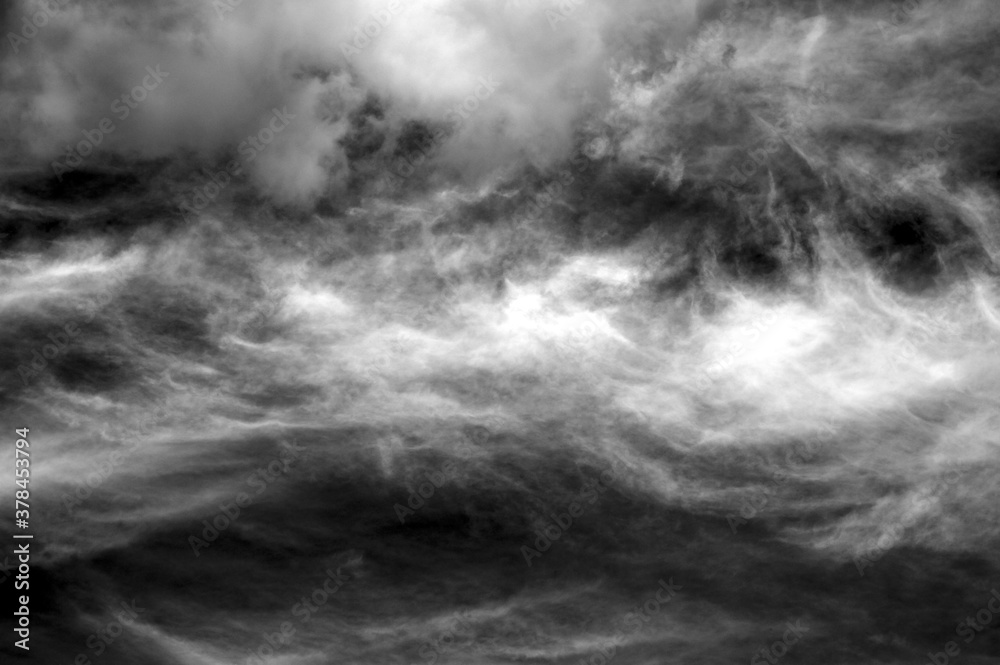 Sky and clouds, it can be used as background. Black and white.