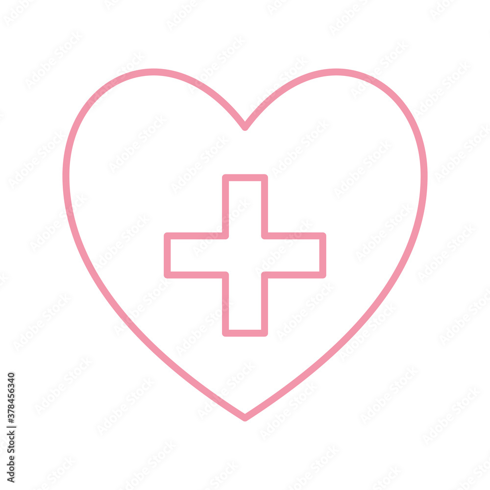 heart with cross line style icon vector design heart with cross line style icon vector design