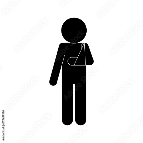 man with arm cast silhouette style icon vector design