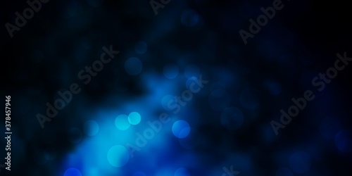 Dark BLUE vector texture with disks. Glitter abstract illustration with colorful drops. Pattern for business ads.