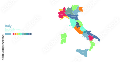 Italy map. Colorful detaile...