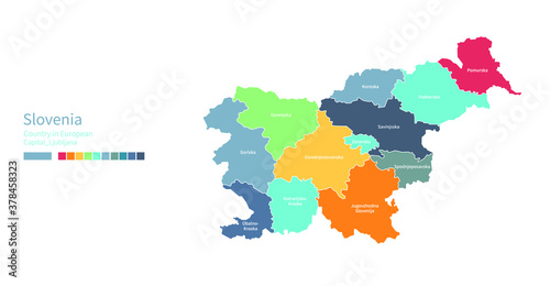 Slovenia map. Colorful deta...