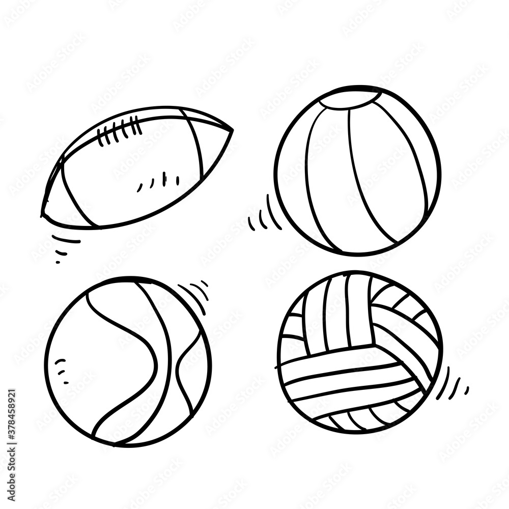 Obraz premium hand drawn doodle ball sport collection icon isolated background