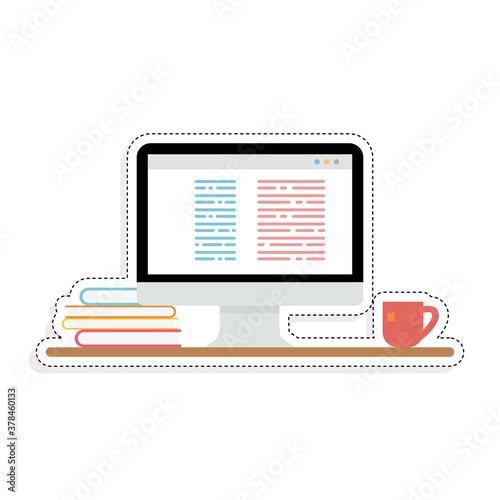 Isolated workstation or home study - Vector illustration