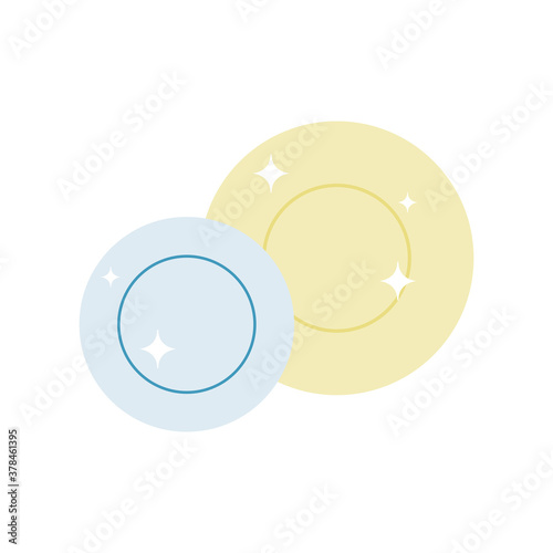 Isolated sparkling clean dishes icon. Kitchen objects - Vector