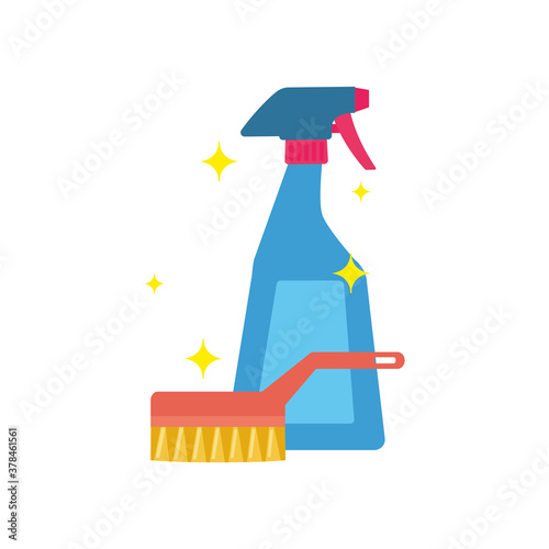 Isolated spray bottle and brush icon - Vector
