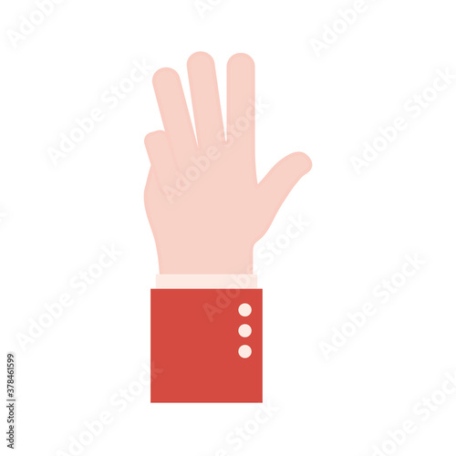 three hand sign language flat style icon vector design