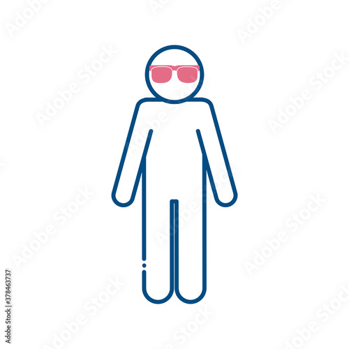 blind man with glasses line style icon vector design