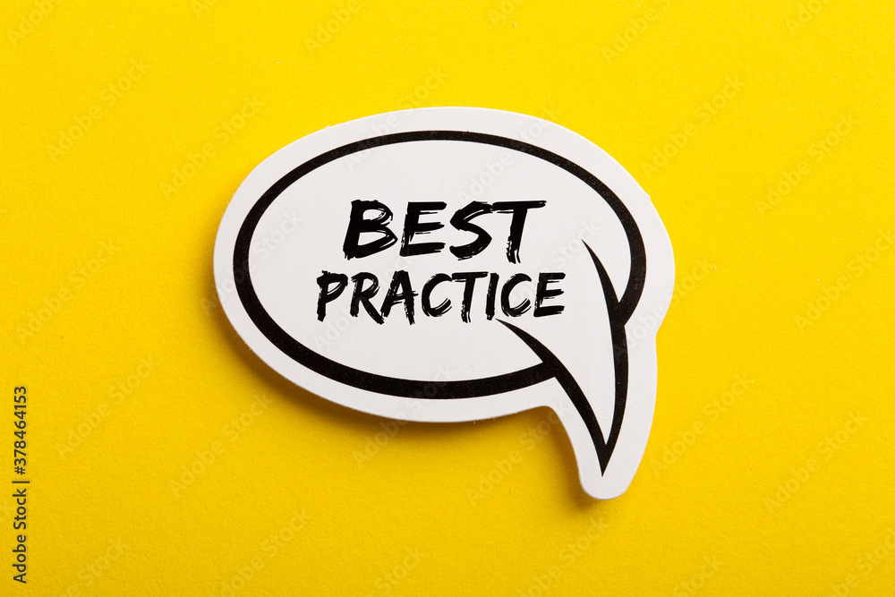 Best Practice Speech Bubble Isolated On Yellow Background