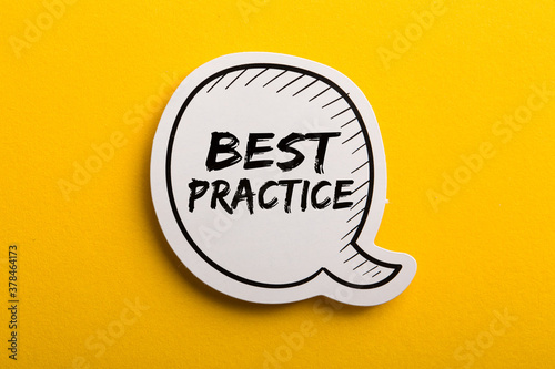 Best Practice Speech Bubble Isolated On Yellow Background
