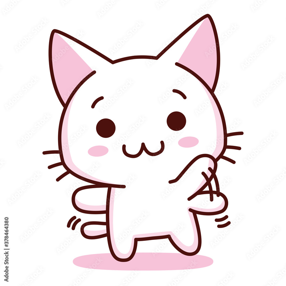 Isolated kitty dancing emoji cute sticker icon- Vector