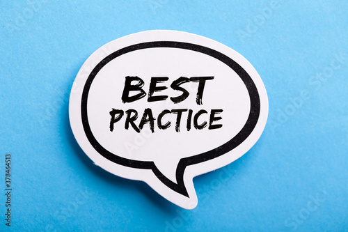 Best Practice Speech Bubble Isolated On Blue Background