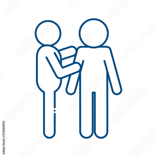 man helping other line style icon vector design