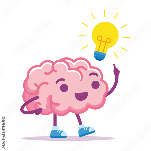 Isolated brain think emoji emotion cute icon- Vector