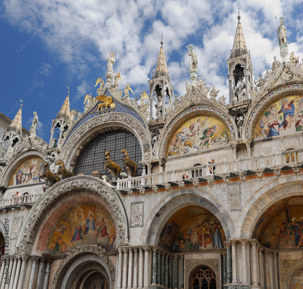 Front facade of St Marks Basilica in Venice
