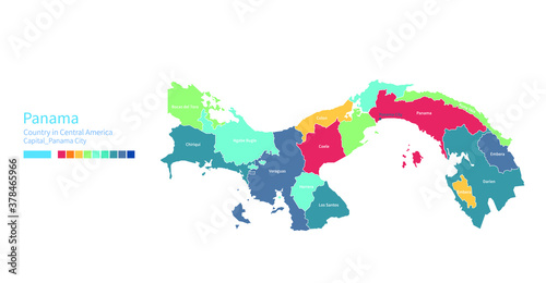 Panama map. Colorful detail...