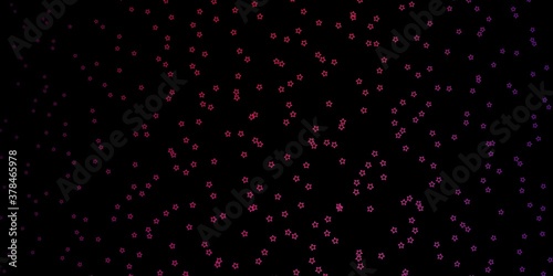 Dark Purple, Pink vector background with small and big stars. Shining colorful illustration with small and big stars. Pattern for websites, landing pages.