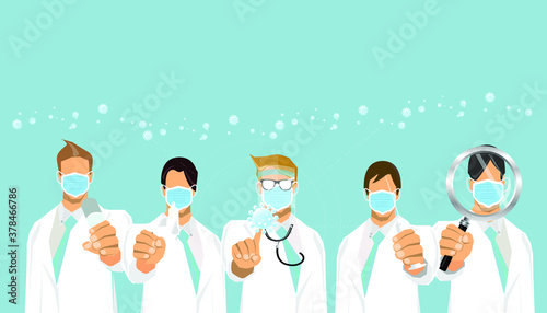  fight together for find a vaccine to prevent disease coronavirus COVID-19 Illustration medical.