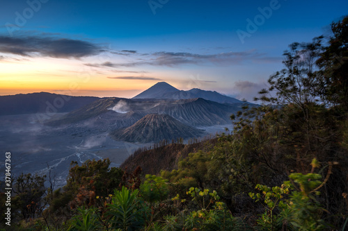 Mount Bromo and its caldera view as seen from Pananjakan