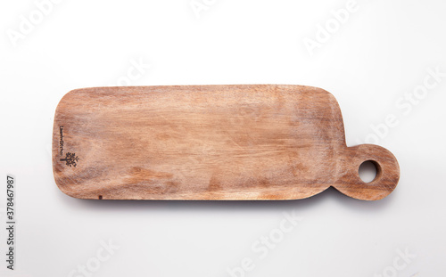 A square wood tray isolated white, top view at the studio.