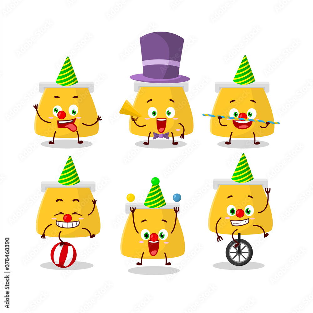 Cartoon character of coin purse with various circus shows
