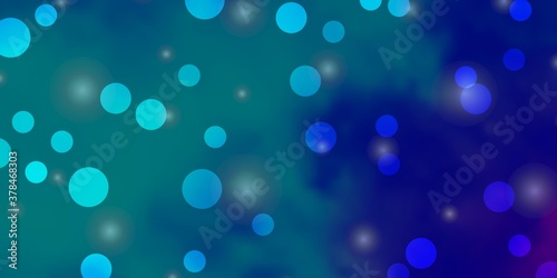 Light Pink, Blue vector template with circles, stars. Colorful illustration with gradient dots, stars. Design for your commercials.