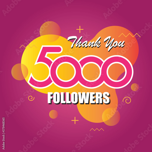 Thank you 5000 followers vector. Greeting social card thank you followers. 