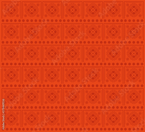 Mexican flowers pattern and red background vector design