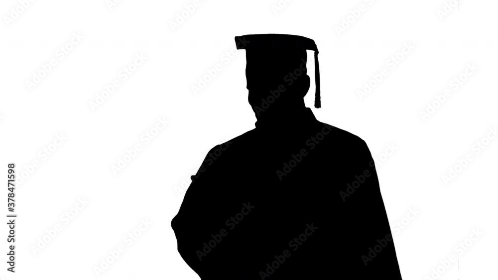 Graduate student texting on the phone, Alpha Channel Graduate student texting on the phone, Alpha Channel