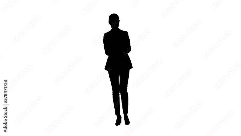 Silhouette Happy business woman counting money while walking. Silhouette Happy business woman counting money while walking.
