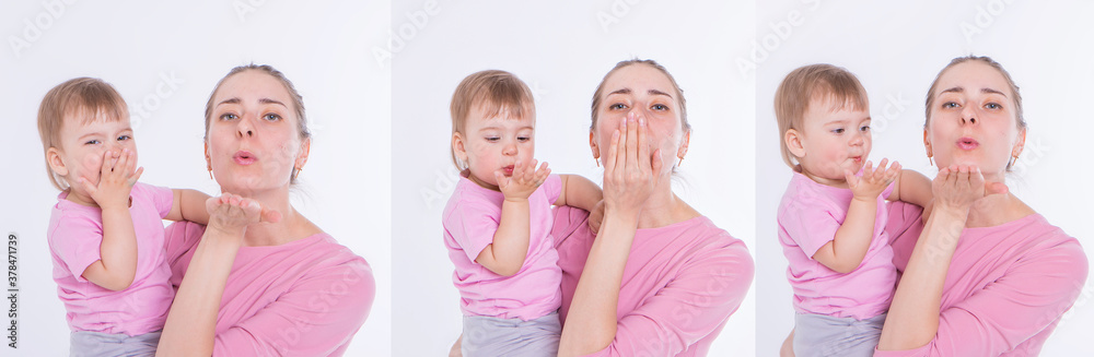 the concept of a healthy lifestyle, the protection of children, shopping - baby in the arms of the mother. Woman holding a child. air kiss the concept of a healthy lifestyle, the protection of children, shopping - baby in the arms of the mother. Woman holding a child. air kiss