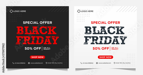 Black Friday event banners  background and social media template in black white colors