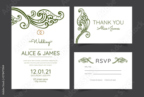 Vintage wedding invitation. Save the date. Vector illustration