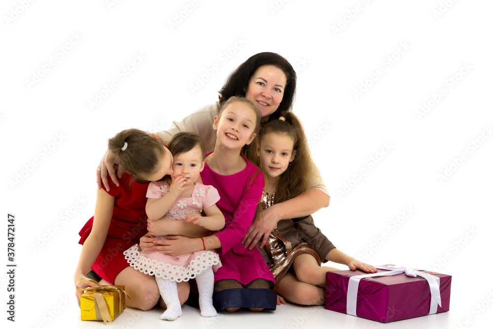 Happy mother with children.The concept of family values.