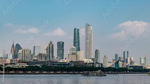 The riverside scenery of the bustling city