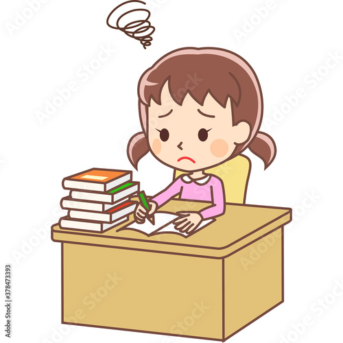 勉強が嫌いな女の子のイラスト