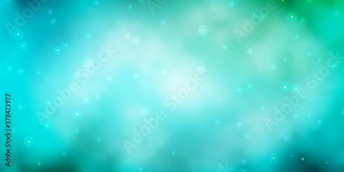 Light Blue, Green vector template with neon stars. Modern geometric abstract illustration with stars. Design for your business promotion.