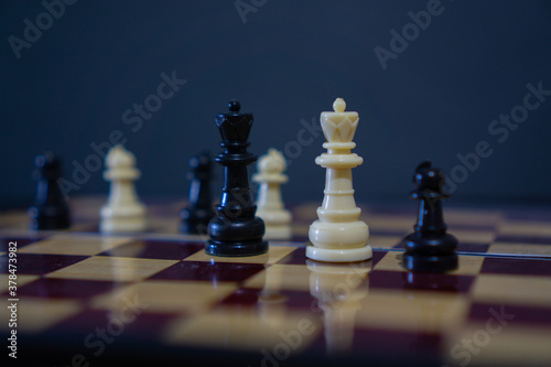 White Queen chess piece with other chess pieces softly blurred in background