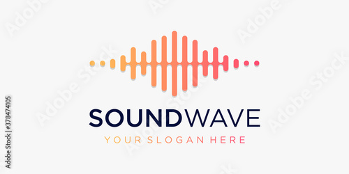 symbol sound wave with pulse. music player element. logo template electronic music, equalizer, store, DJ music, nightclub, disco. audio wave logo concept, multimedia technology themed, abstract shape.