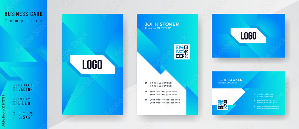  Unique Stylish Gradient Color business card Template Set.