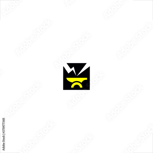 abstract anvil logo lightning design