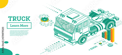 Truck without Trailer. Cargo Truck Transportation. Isometric Commercial Transport.