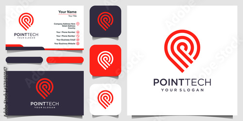 Point Tech Logo Template Design. Creative Vector technology, electronics, digital, logotype, for Icon or Design Concept. and business card design