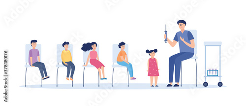 Vector illustration of vaccination children.