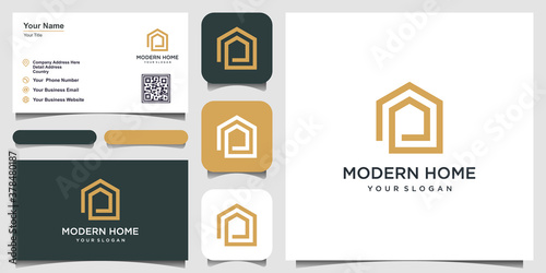 build house logo design with line art style. home build abstract For Logo Design Inspiration.