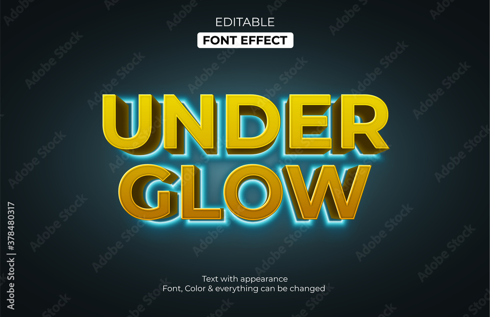 Glowing light style, Editable font effect