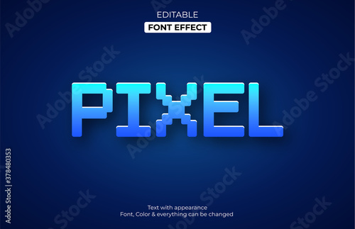 Blue pixel game style effect, Editable font effect