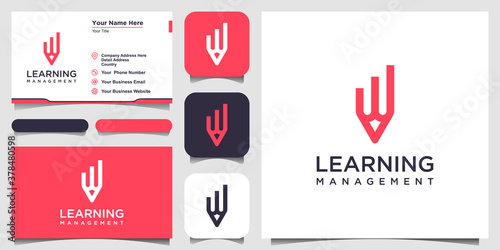 creative pencil with data concept logo design inspiration. and business card design