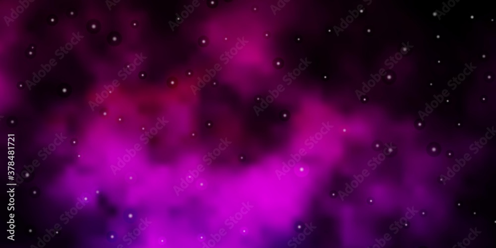 Fototapeta premium Dark Pink vector background with small and big stars. Shining colorful illustration with small and big stars. Best design for your ad, poster, banner.